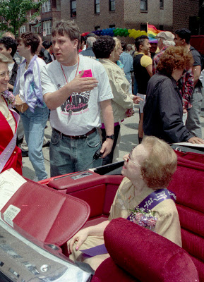 Jeanne Manford as grand marshall in the first Queens, New York, Gay Pride Parade in 1993
