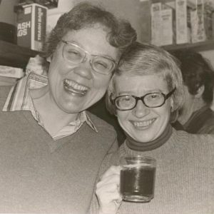 Barbara Gittings and Kay Lahusen at a party in the mid-1970s.