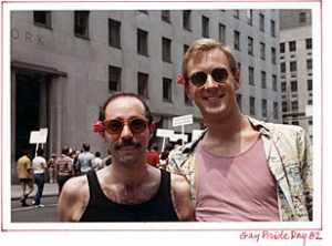 Vito Russo and his boyfriend Jeff Sevick at Gay Pride Day in New York City, 1982.